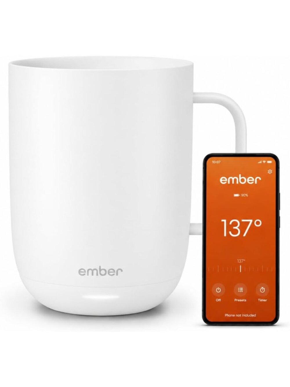 Smart Temperature Control Heated Coffee Mug, 14 Oz, App-Controlled, 80 Min